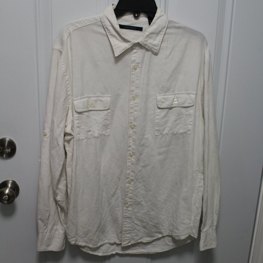 PERRY ELLIS Mens XL Button Up Shirt Roll up Sleeves